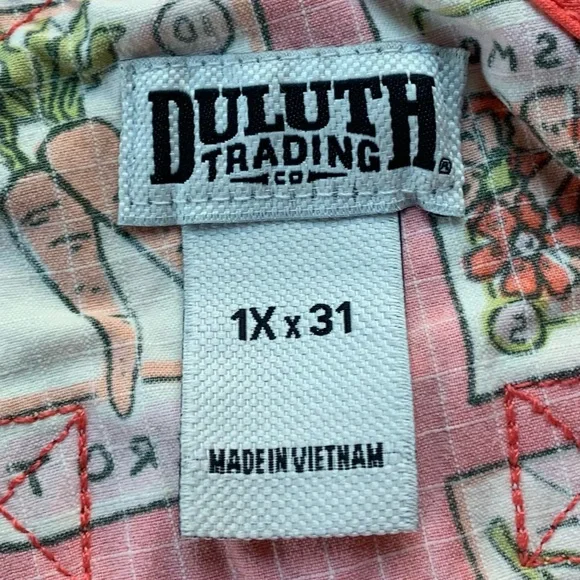 NWT Duluth 1X x31L Heirloom Gardening Bib Overalls Coral Seed Packets Farm Bibs - Picture 6 of 8